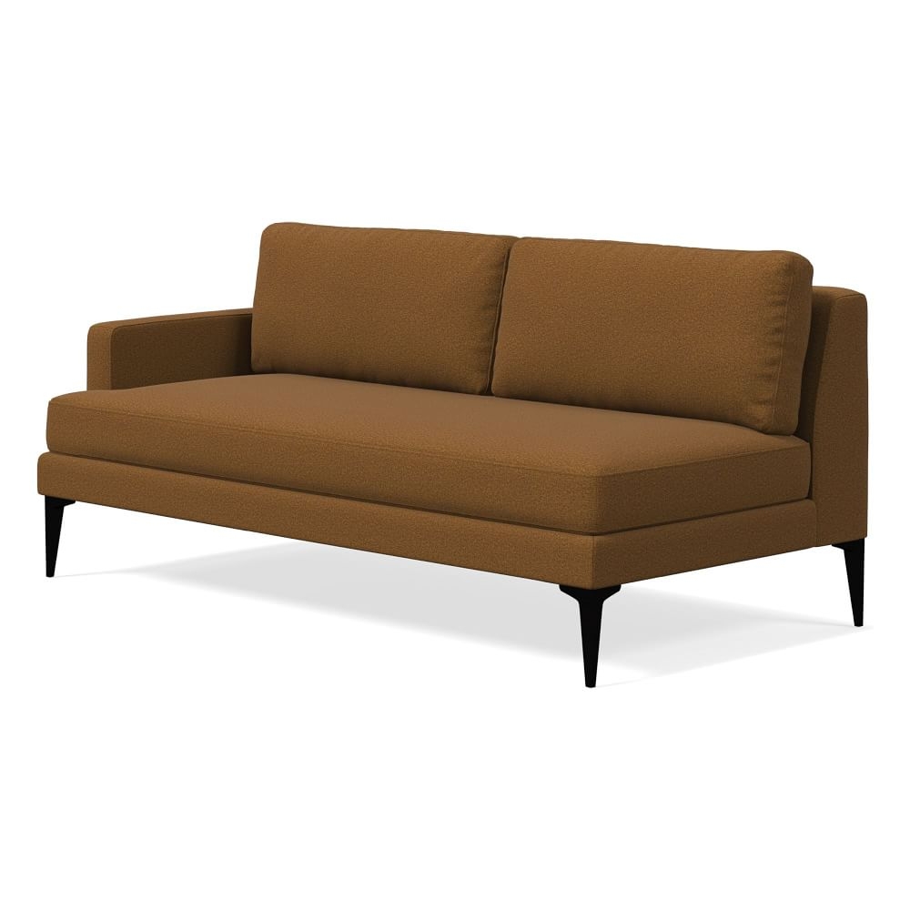 Andes Petite Left Arm 2.5 Seater Sofa, Poly, Distressed Velvet, Golden Oak, Dark Pewter - Image 0