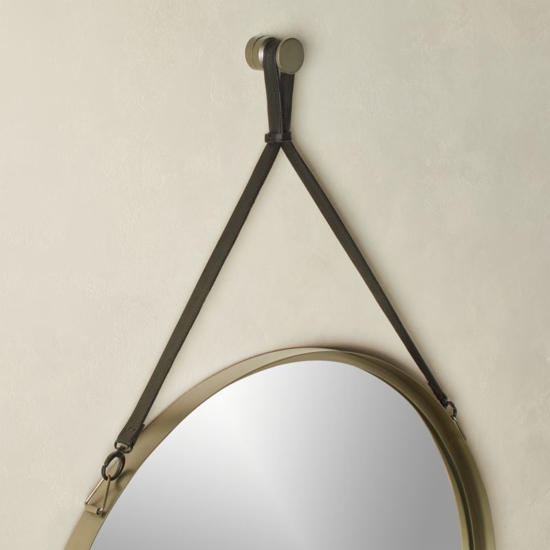 Victor Leather Gunmetal Trapezoid Mirror - Image 1