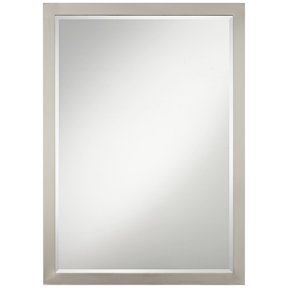 Possini Euro Metzeo 26" x 36" Brushed Nickel Mirror - Image 0
