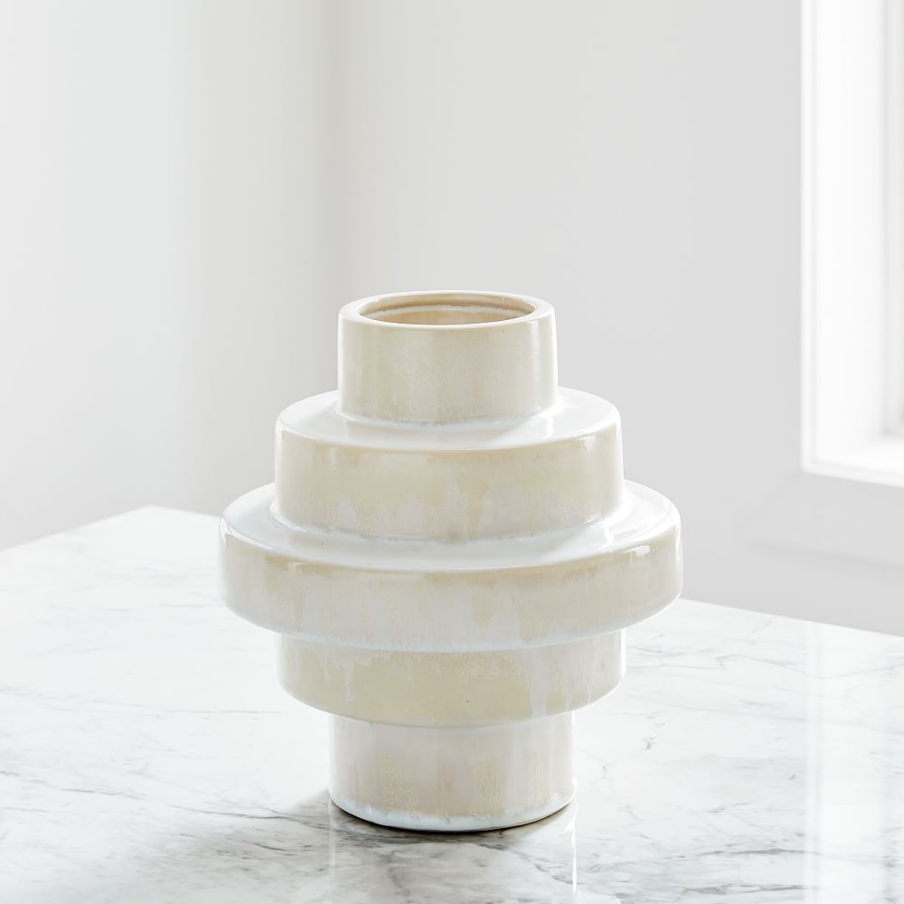 Stepped Form Ceramic Round Steps, Transculent White - Image 0