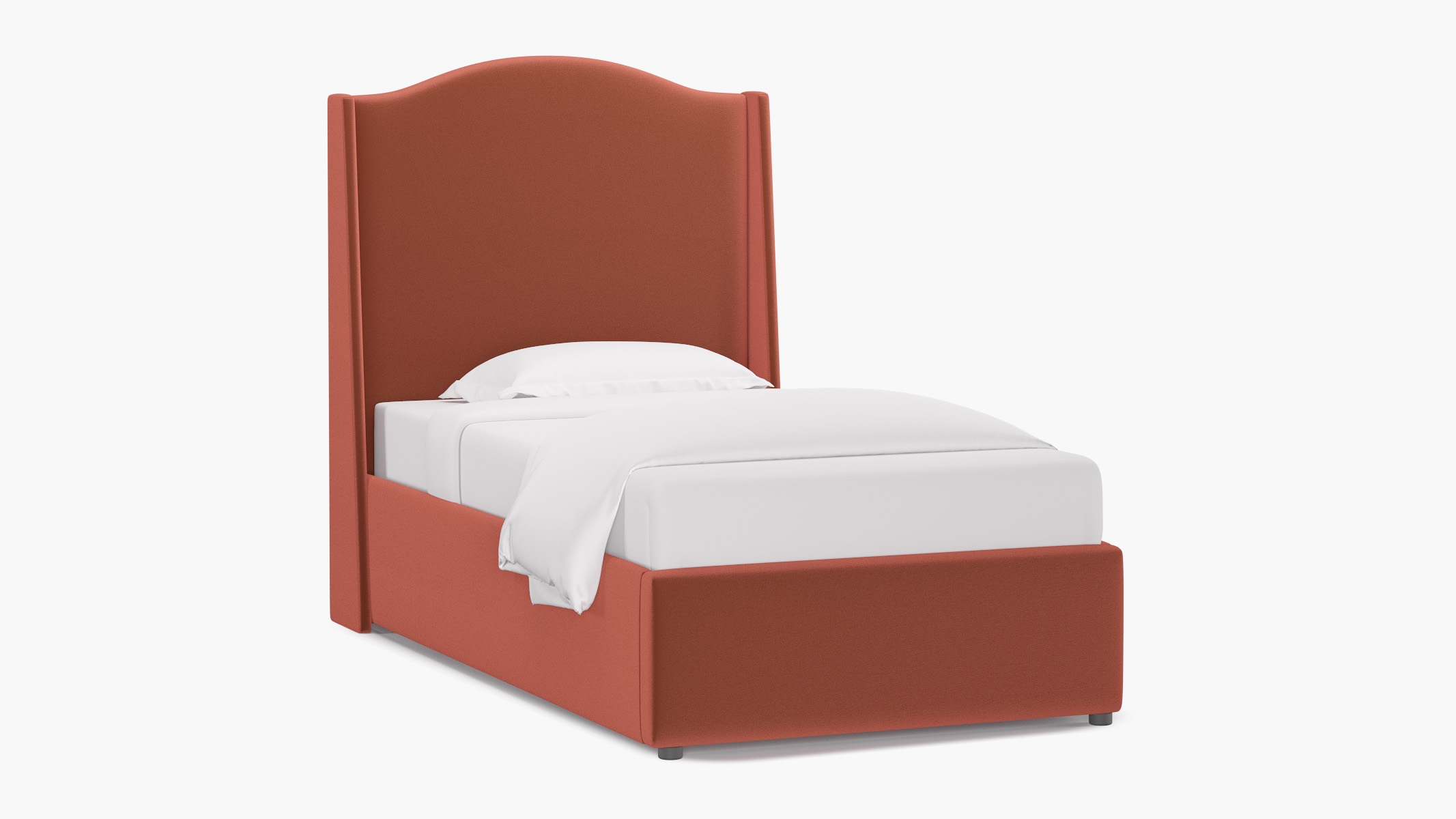 Curved Wingback Bed, Terracotta Performance Velvet, Twin - Image 1