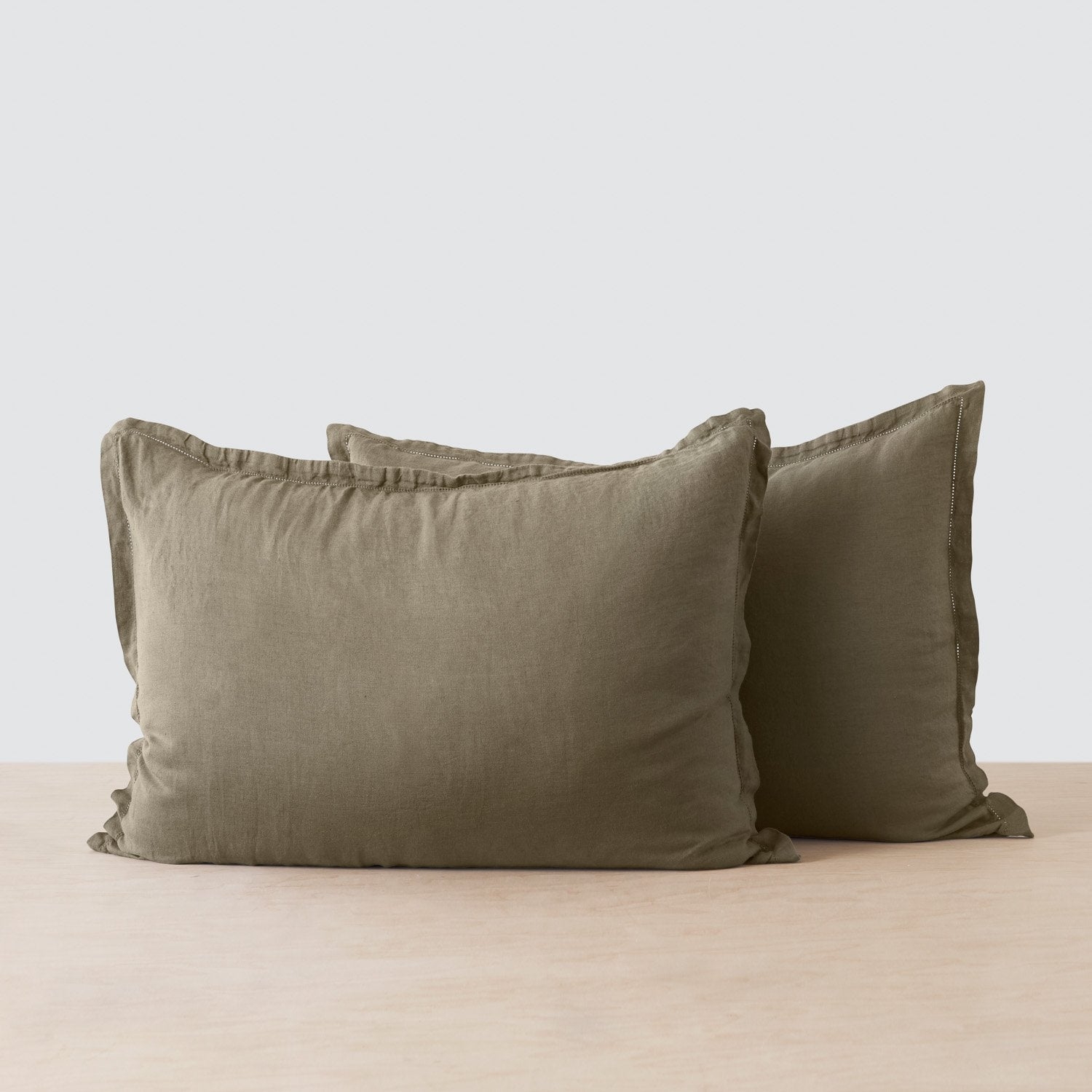 The Citizenry Stonewashed Linen Shams | King Set | Olive - Image 0