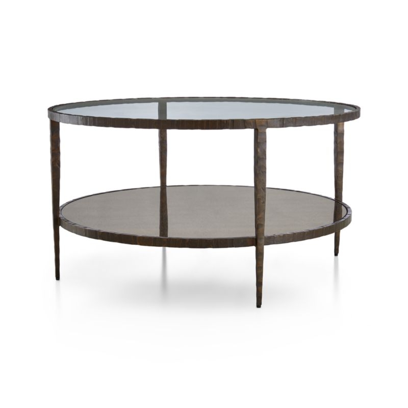 Clairemont Round Art Deco Coffee Table with Shelf - Image 4