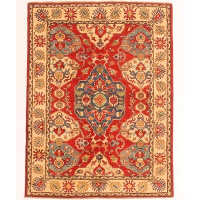 One-of-a-Kind Gurnaik Hand-Knotted New Age 5'2" x 6'8" Wool Area Rug in Red/Blue/Beige - Image 0