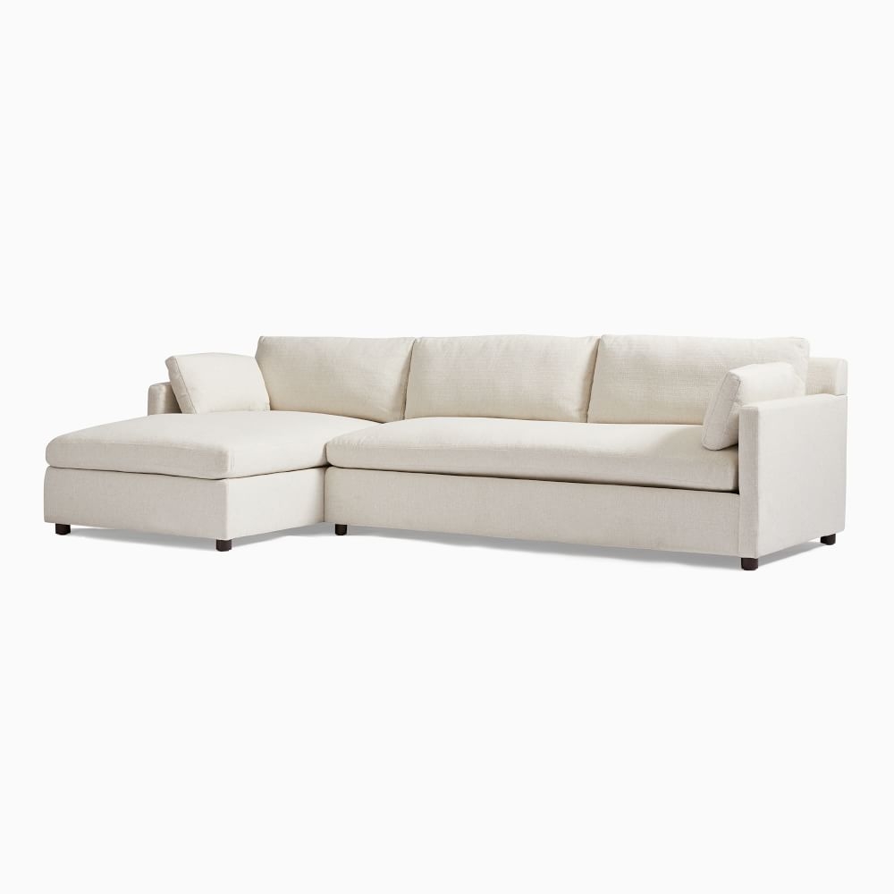 Marin 114" Left 2-Piece Chaise Sectional, Standard Depth, Performance Basketweave, Alabaster - Image 0