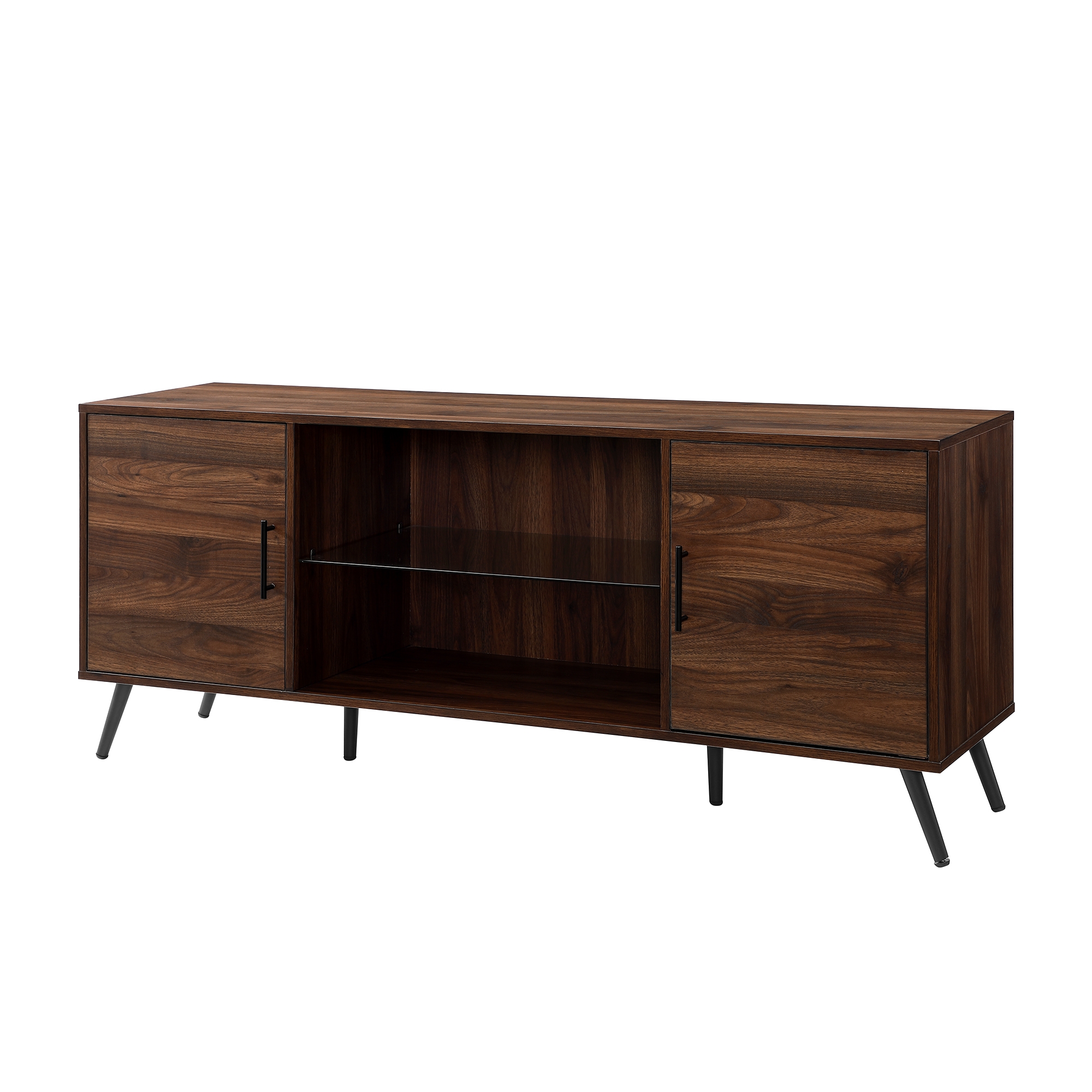 Nora 60" Mid Century Modern 2 Door TV Stand - Dark Walnut - Image 2