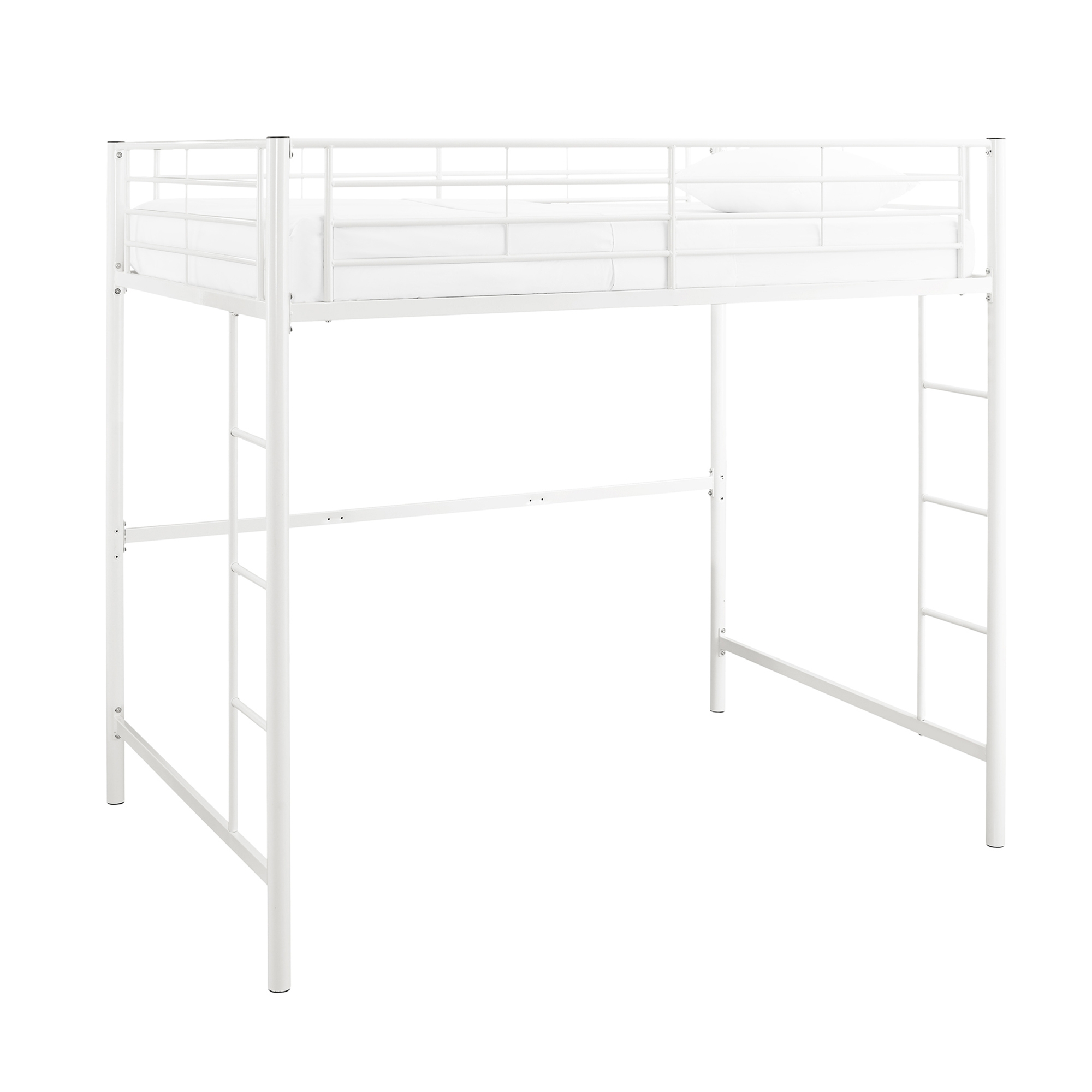 Premium Metal Full Size Loft Bed - White - Image 3