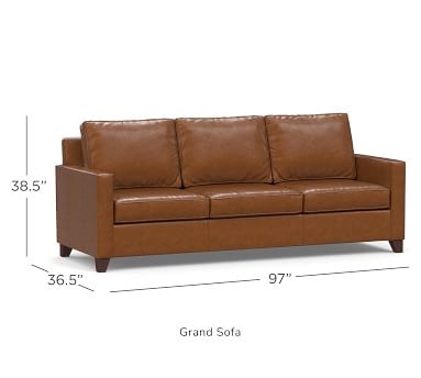 Cameron Square Arm Leather Loveseat 62", Polyester Wrapped Cushions, Churchfield Chocolate - Image 3