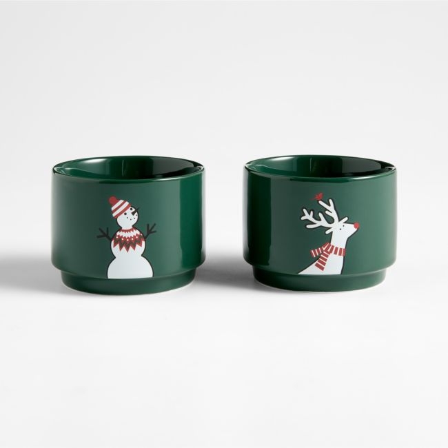 Arctic Friends Evergreen Ceramic Ramekins by Joan Anderson, Set of 2 - Image 0