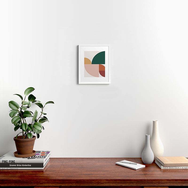 Abstract Geometric 11 by The Old Art Studio - Framed Art Print Modern White 11" x 14" - Image 1
