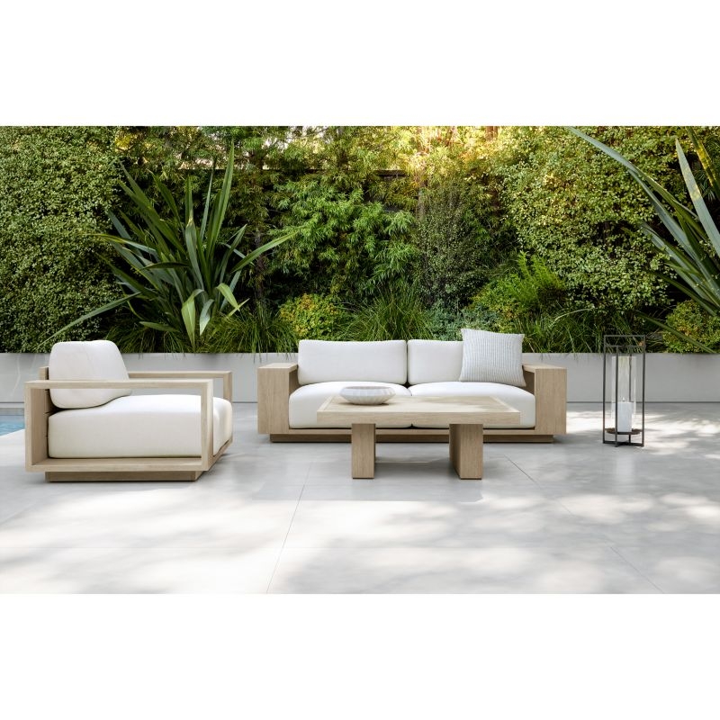 Mallorca Wood 2-Piece Left-Arm Chaise Outdoor Sectional Sofa with Cast Sage Green Sunbrella ® Cushions - Image 4