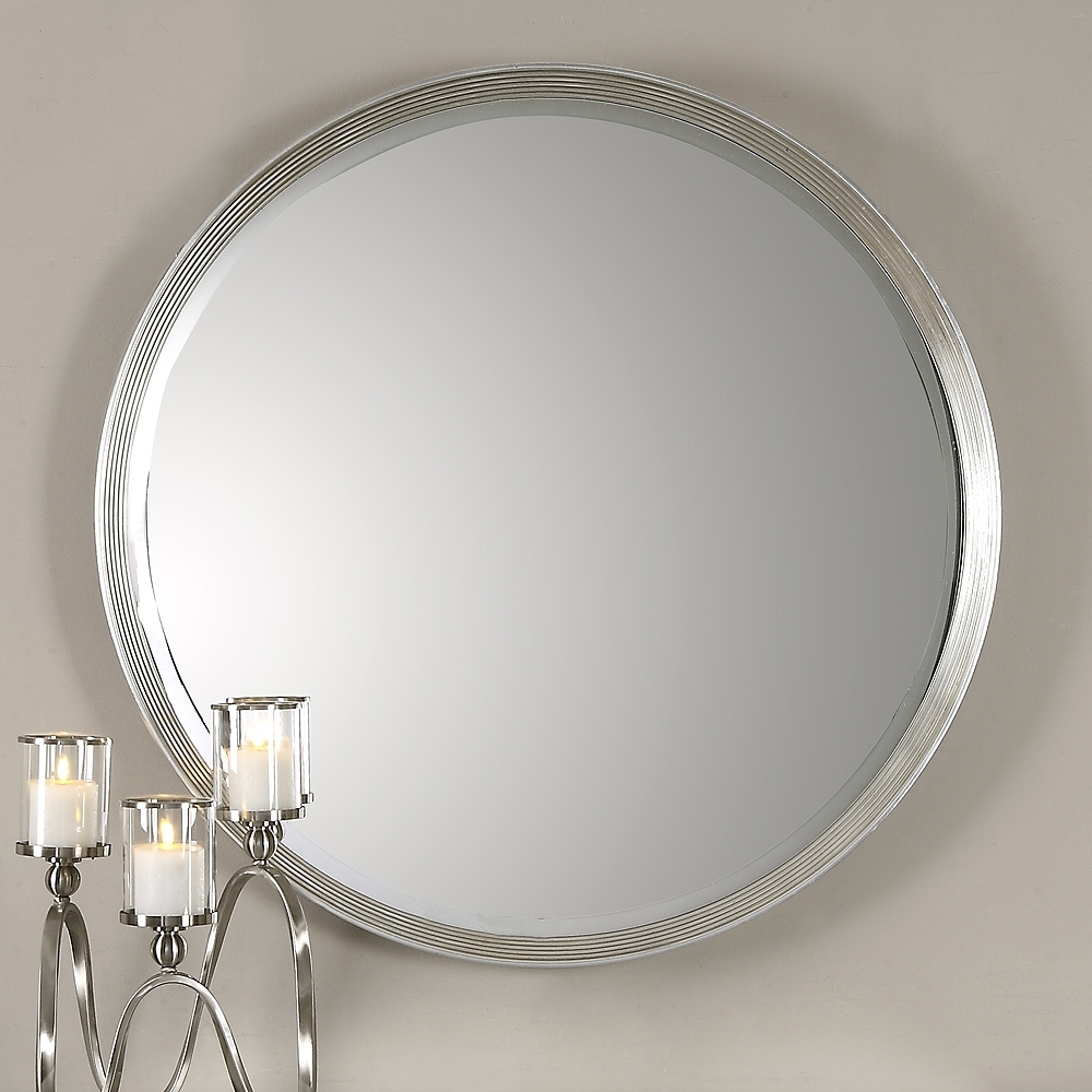 Serenza Silver Leaf 42" Round Oversized Wall Mirror - Style # 95W30 - Image 0