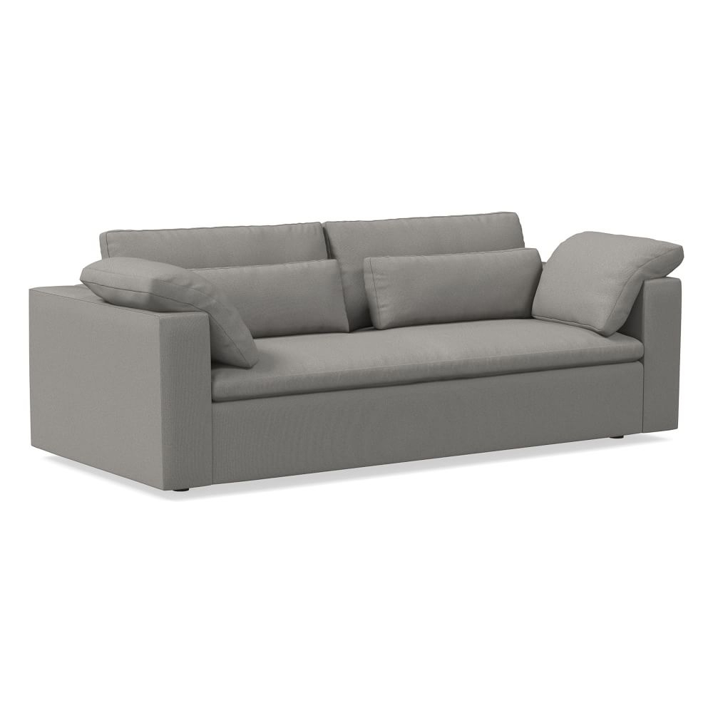Harmony Modular 92" Bench Cushion Sofa, Standard Depth, Performance Washed Canvas, Storm Gray - Image 0