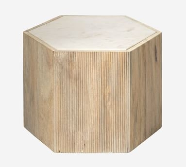 Montclair Marble Hexagon Accent Table, 18" - Image 1