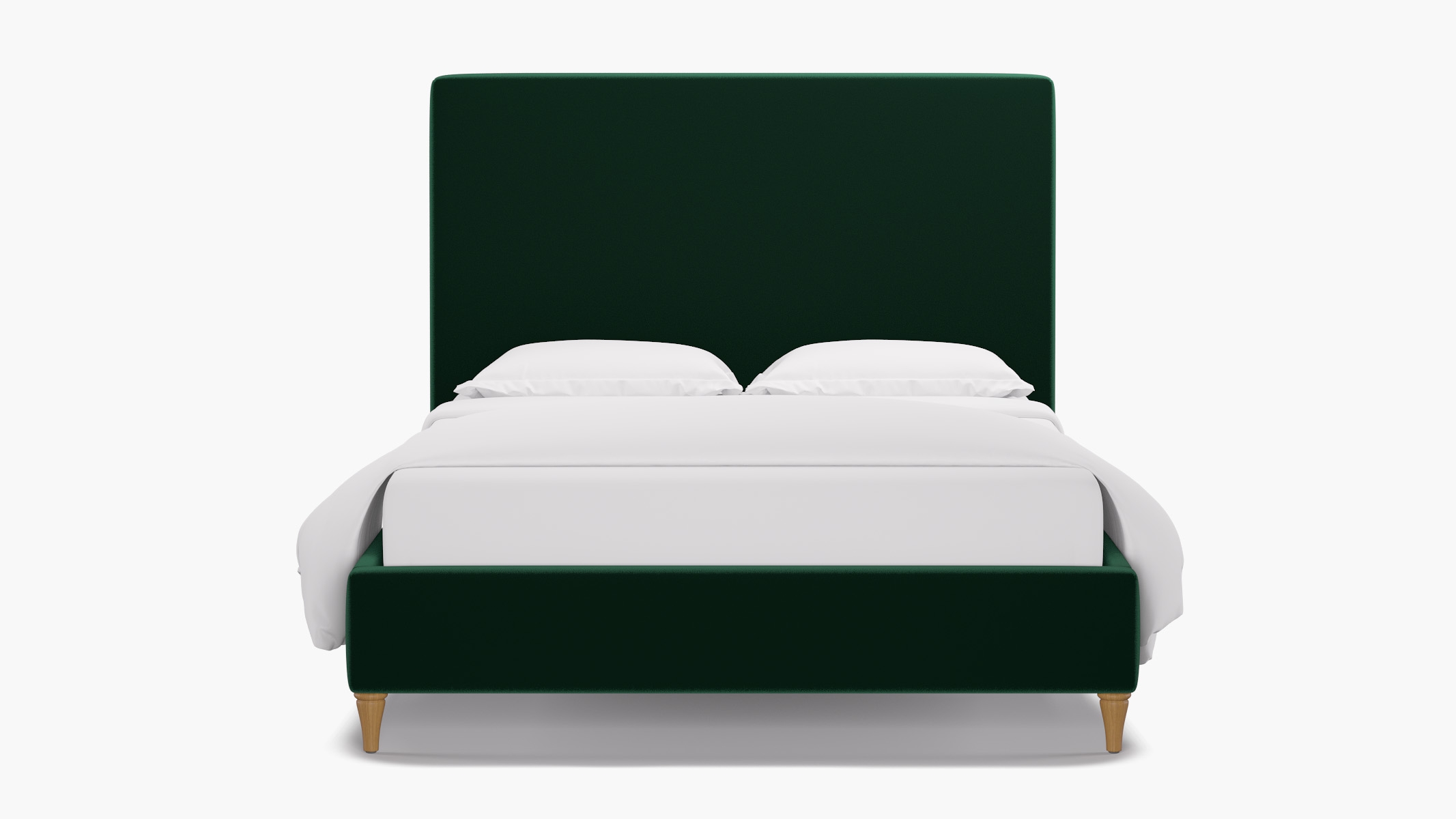 Classic Bed, Spruce Performance Plush Velvet, Natural Decorative Tapered Leg, Full - Image 0