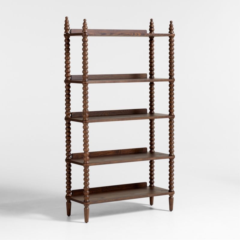 Jenny Lind Deep Brown Wood Spindle 5-Shelf Bookcase - Image 1
