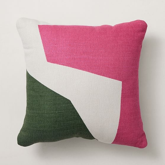 Outdoor Corner Colorblock Pillow, 20"x20", Magenta - Image 0