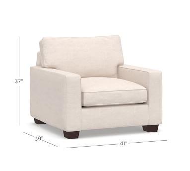 PB Comfort Square Arm Upholstered Armchair 37.5", Box Edge Down Blend Wrapped Cushions, Performance Heathered Basketweave Dove - Image 5