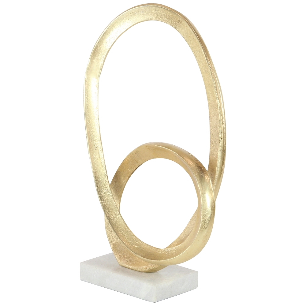 Looped Abstract 17" High Gold Metal Geometric Sculpture - Style # 97G32 - Image 0