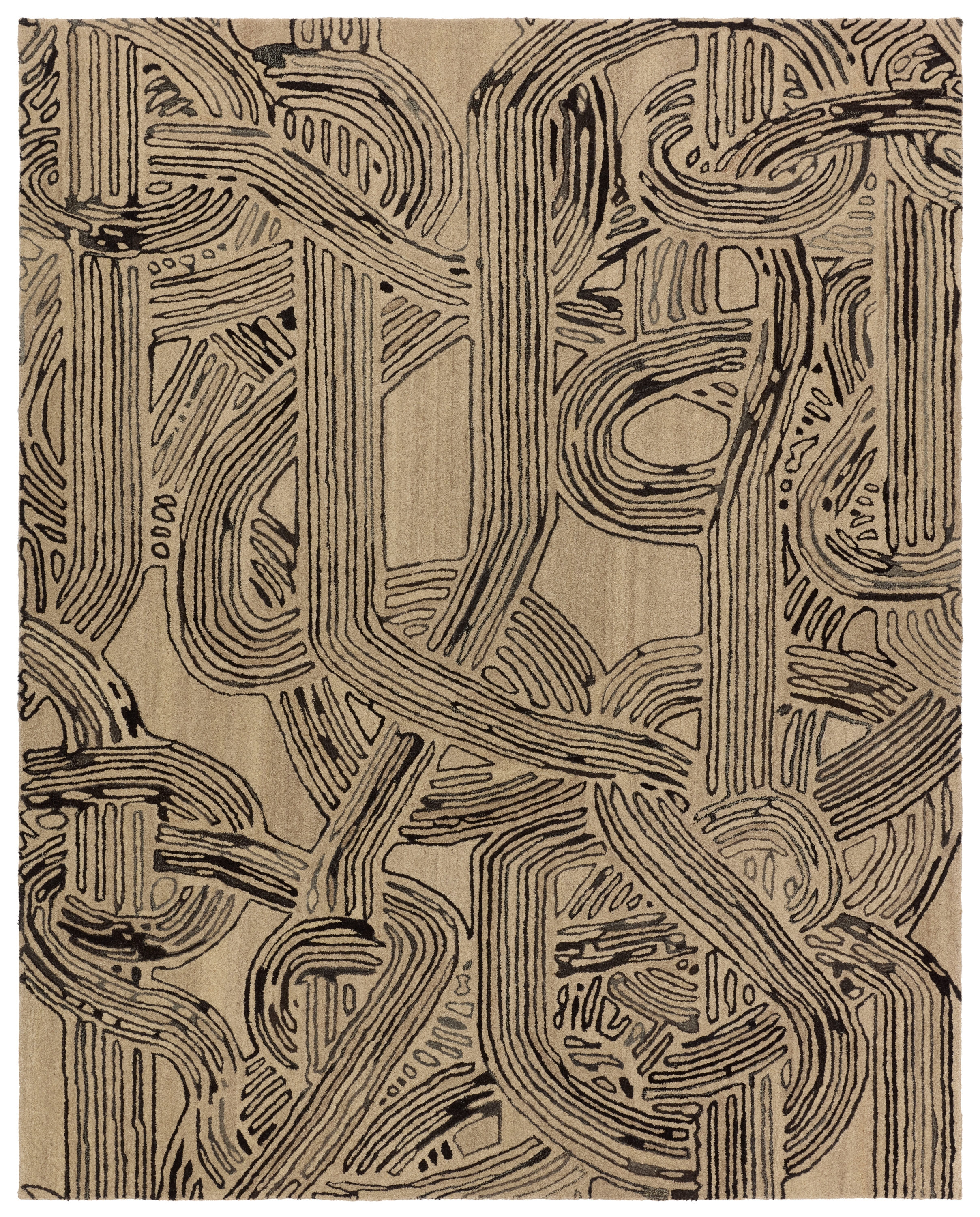 Verde Home by Kathmandu Handmade Abstract Tan/ Black Area Rug (5'X8') - Image 0