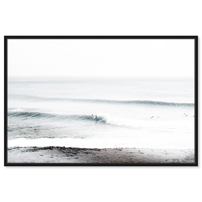 Nautical & Coastal Wave Beach-Graphic Art on Canvas, Black Frame - Image 0