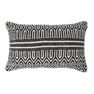 Union Rustic Jacquard Cotton Black And White Natural Stripe Pattern Lumbar Throw Pillow Cover - Image 0