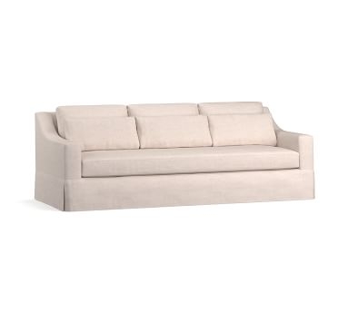 York Slope Arm Slipcovered Deep Seat Side Sleeper Sofa, Down Blend Wrapped Cushions, Performance Brushed Basketweave Chambray - Image 2