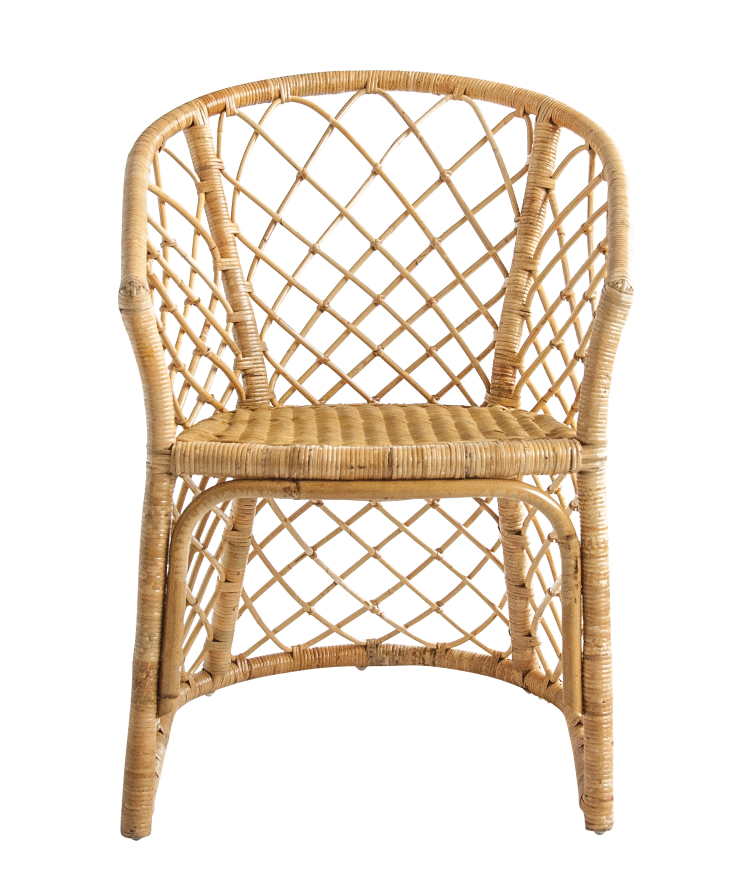 Handwoven Beige Rattan Arm Chair - Image 0