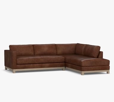 Jake Leather Right Sofa Return Bumper Sectional with Wood Legs, Down Blend Wrapped Cushions, Statesville Toffee - Image 2