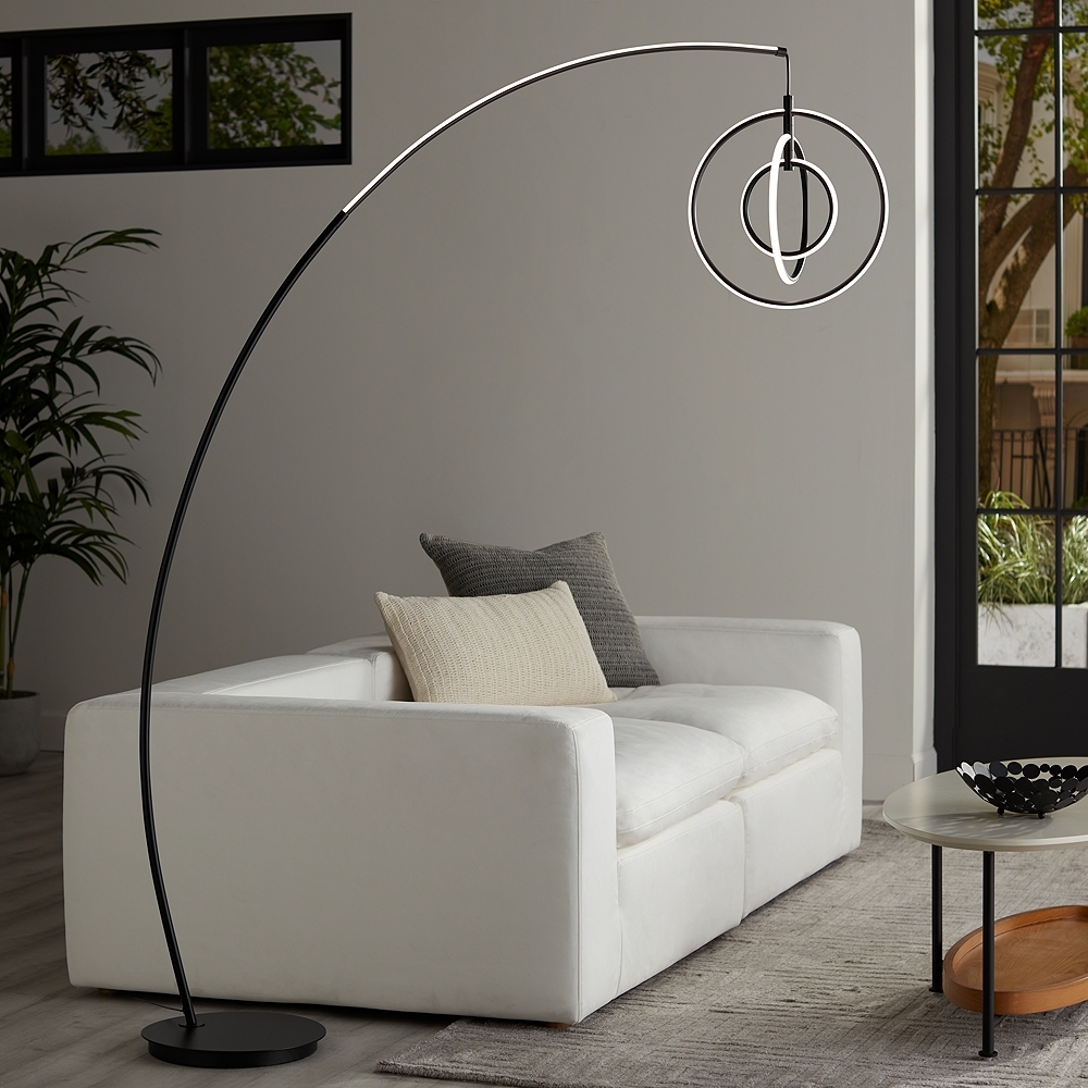 Possini Euro Allura Black 79" High 3-Ring LED Modern Arc Floor Lamp - Image 0