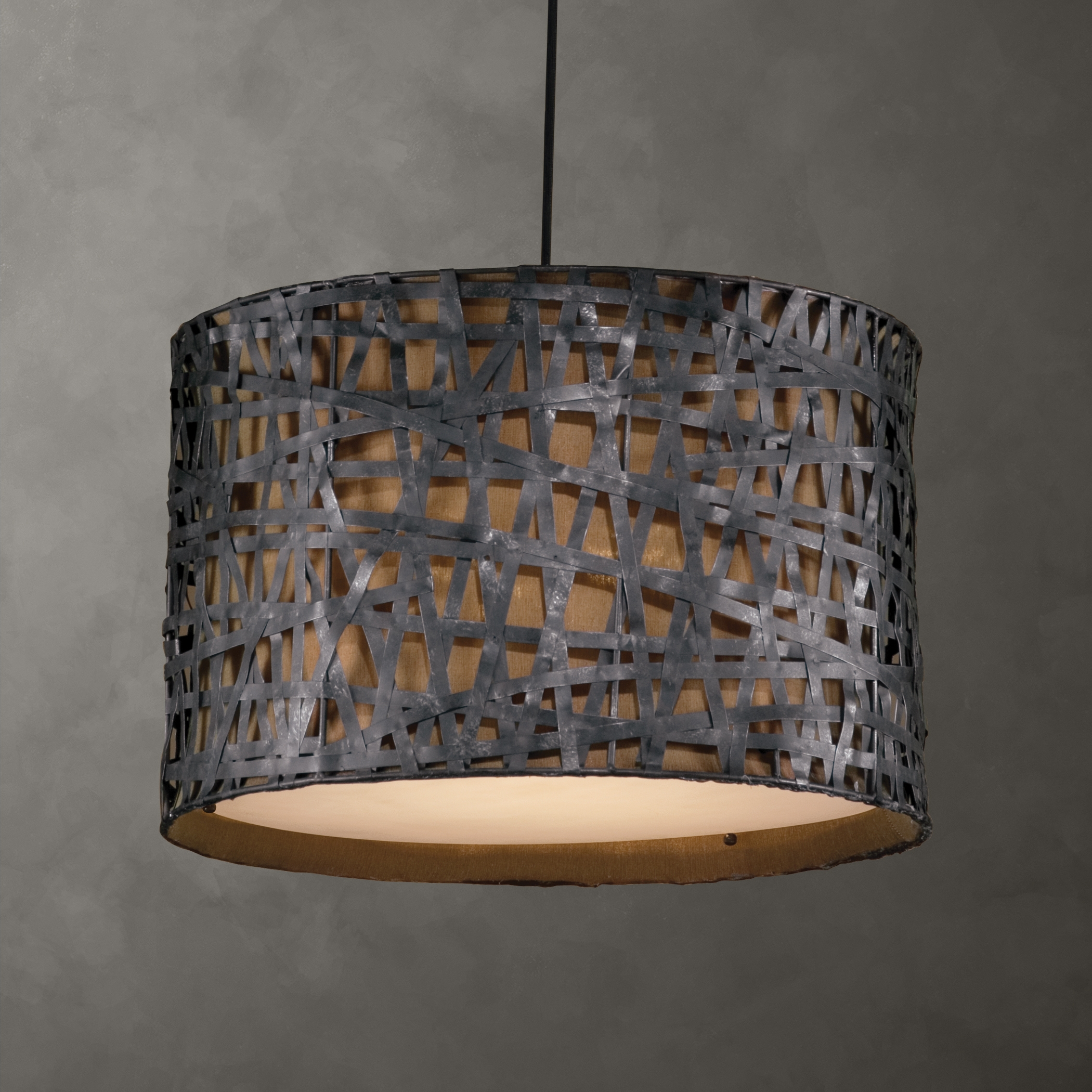 Alita Aged Black Drum Pendant - Image 1
