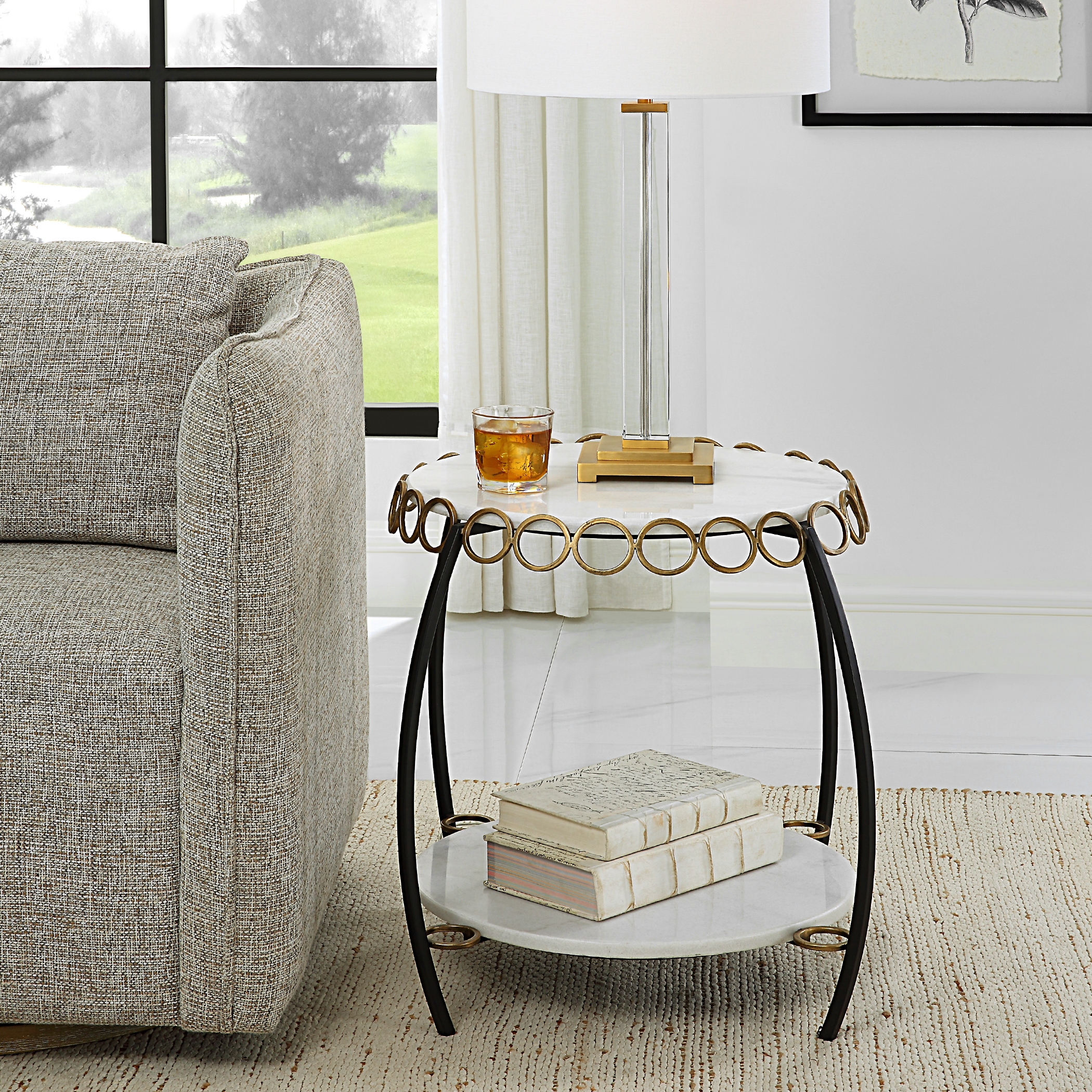 Chainlink White Marble Side Table - Image 2