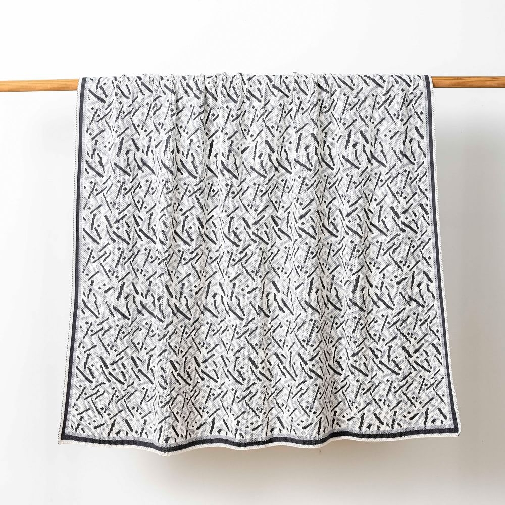 MADE HERE NEW YORK STARDUST COTTON THROW BLANKET GREY COMBO - Image 0