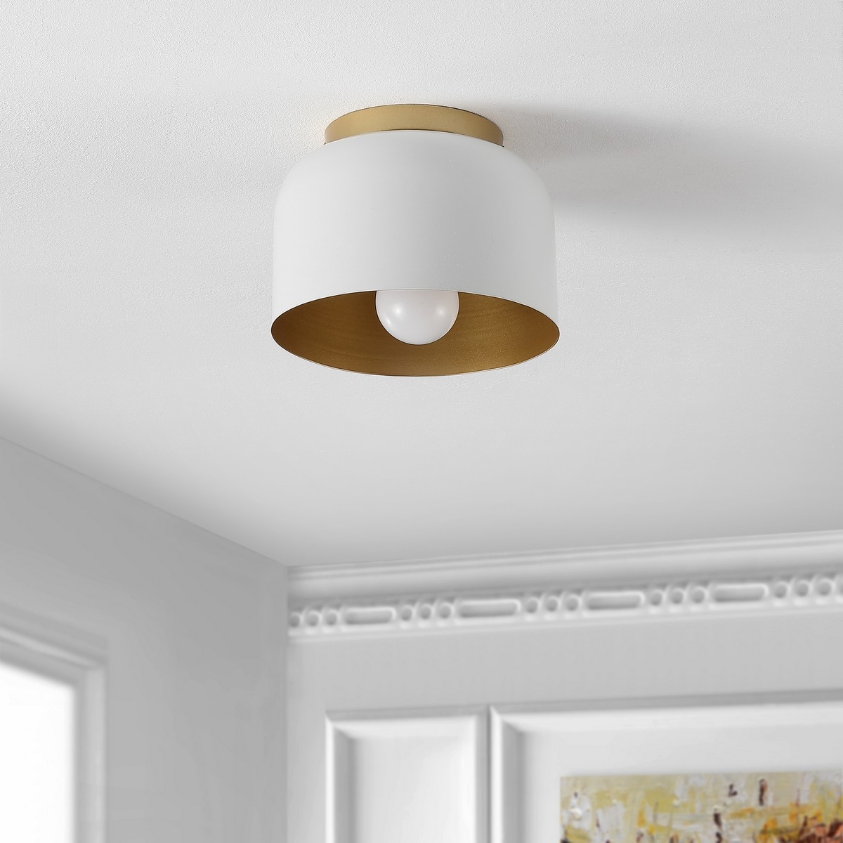 Peale 8" Flush Mount - White/Gold - Image 2