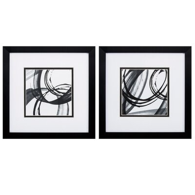 Silver Frame Black Rings - 2 Piece Picture Frame Painting Print Set - Image 0
