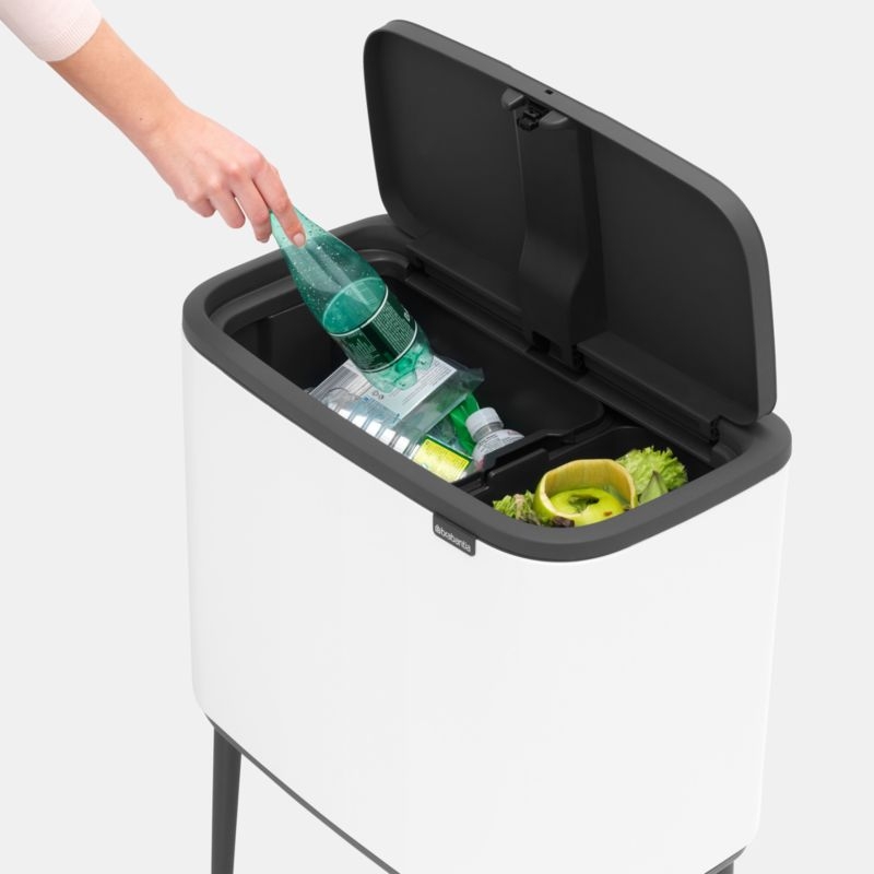 Brabantia Bo Touch Top Trash Can, Dual Compartment, White, 3 + 6 Gallon - Image 5