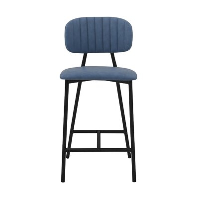 26 Inch Leatherette And Metal Barstool, Gray And Black - Image 0