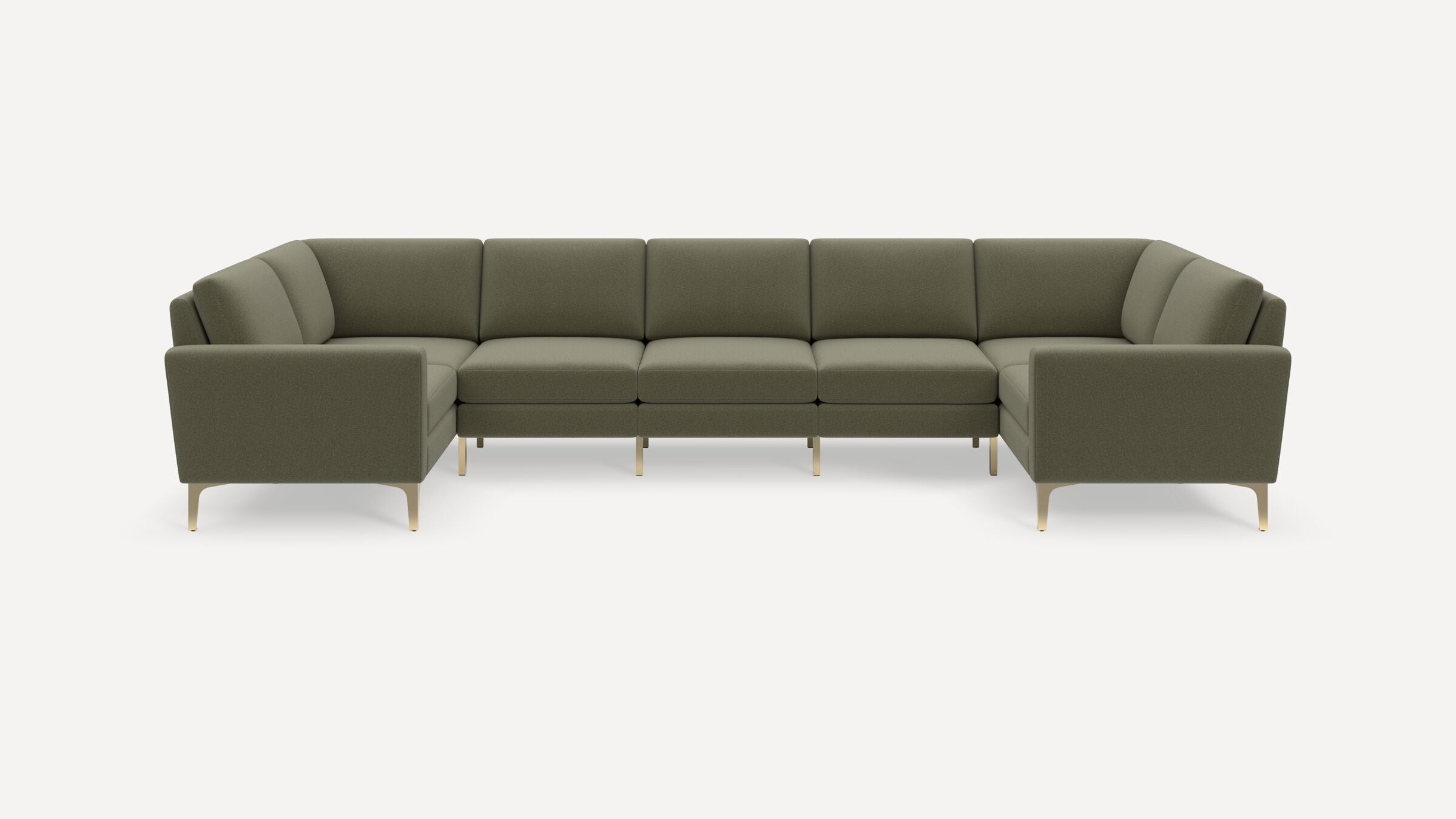 Nomad 7-Seat U Sectional - Moss Green - Performance Flatweave / Brass - Metal / Block - Image 0