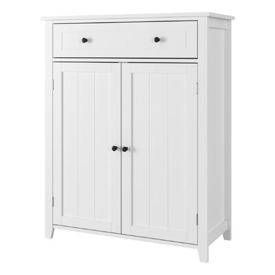 Bathroom Floor Cabinet, 31.5Lx13.8Wx39.4H Inch Free Standing Large Side Cabinet Dresser Wooden Storage Organizer With 1 Large Drawer And 2 Door For Bedroom Home Office - Image 0