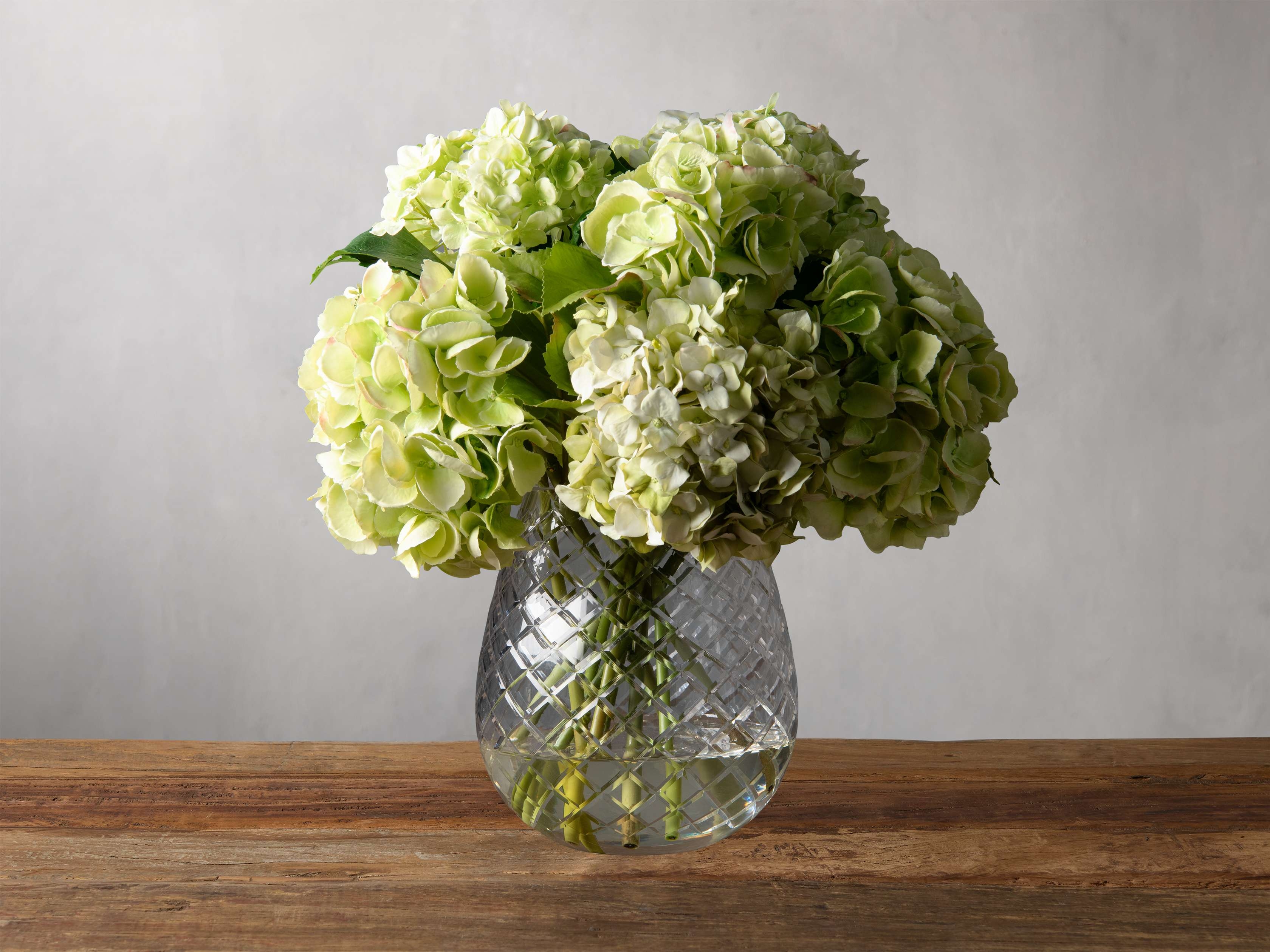 Faux Hydrangea in Cut Glass Green - Image 0