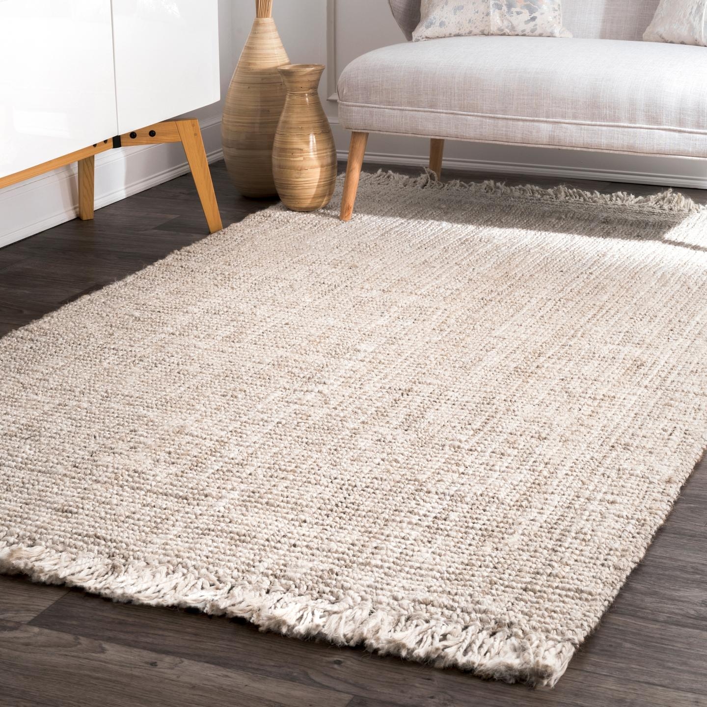 Hand Woven Chunky Loop Jute Area Rug, 9'6" x 11'6", Off White - Image 3