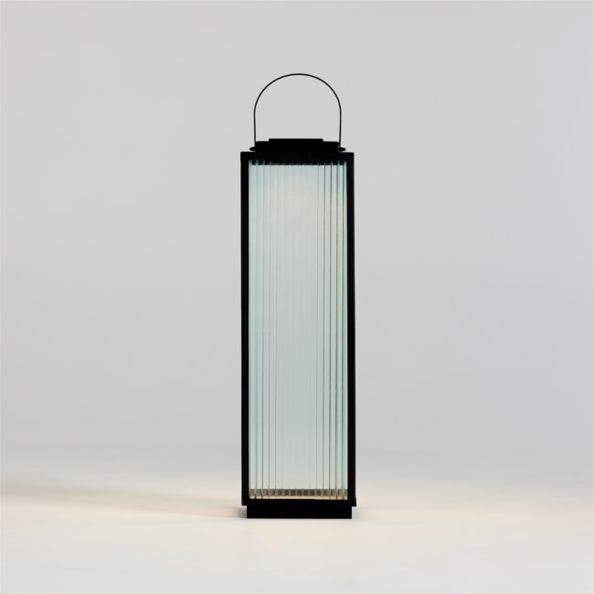 Alfresco Black Metal and Glass LED Solar Outdoor Lantern 26.5" - Image 0