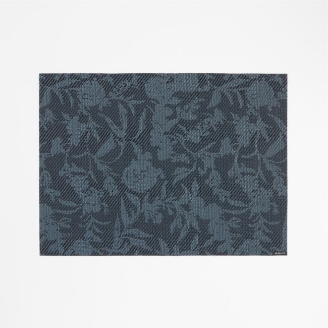 Chilewich ® Rectangular Indigo Floral Easy-Clean Vinyl Placemat - Image 0