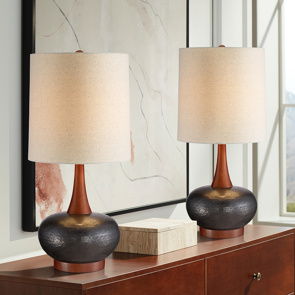 360 Lighting Andi 24 1/2" Brown Gourd Modern Ceramic Lamps Set of 2 - Image 0