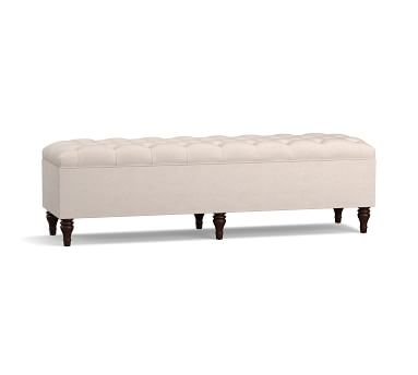 Lorraine Upholstered Tufted King Storage Bench, Chenille Basketweave Charcoal - Image 1