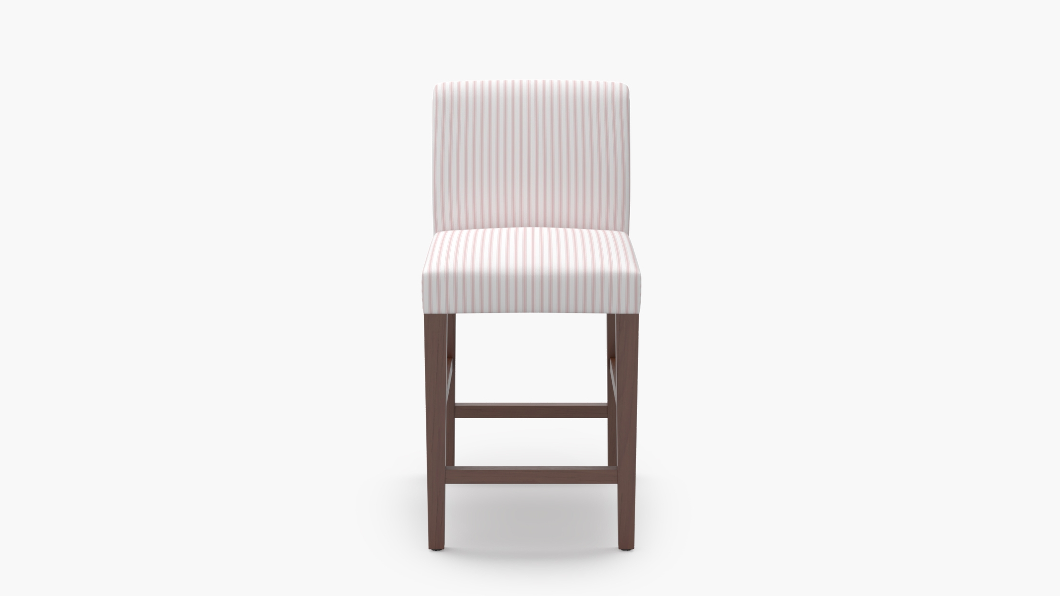 Signature Dining Counter Stool, Pink Classic Ticking Stripe, Walnut Square Tapered Leg - Image 0