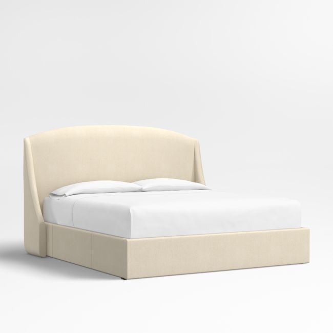 Lafayette 56" Ivory Upholstered King Headboard with Storage Bed Base - Image 0