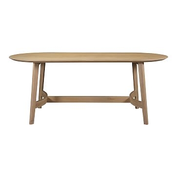 Solid Oak Oval Dining Table, Small (76"), Natural - Image 1