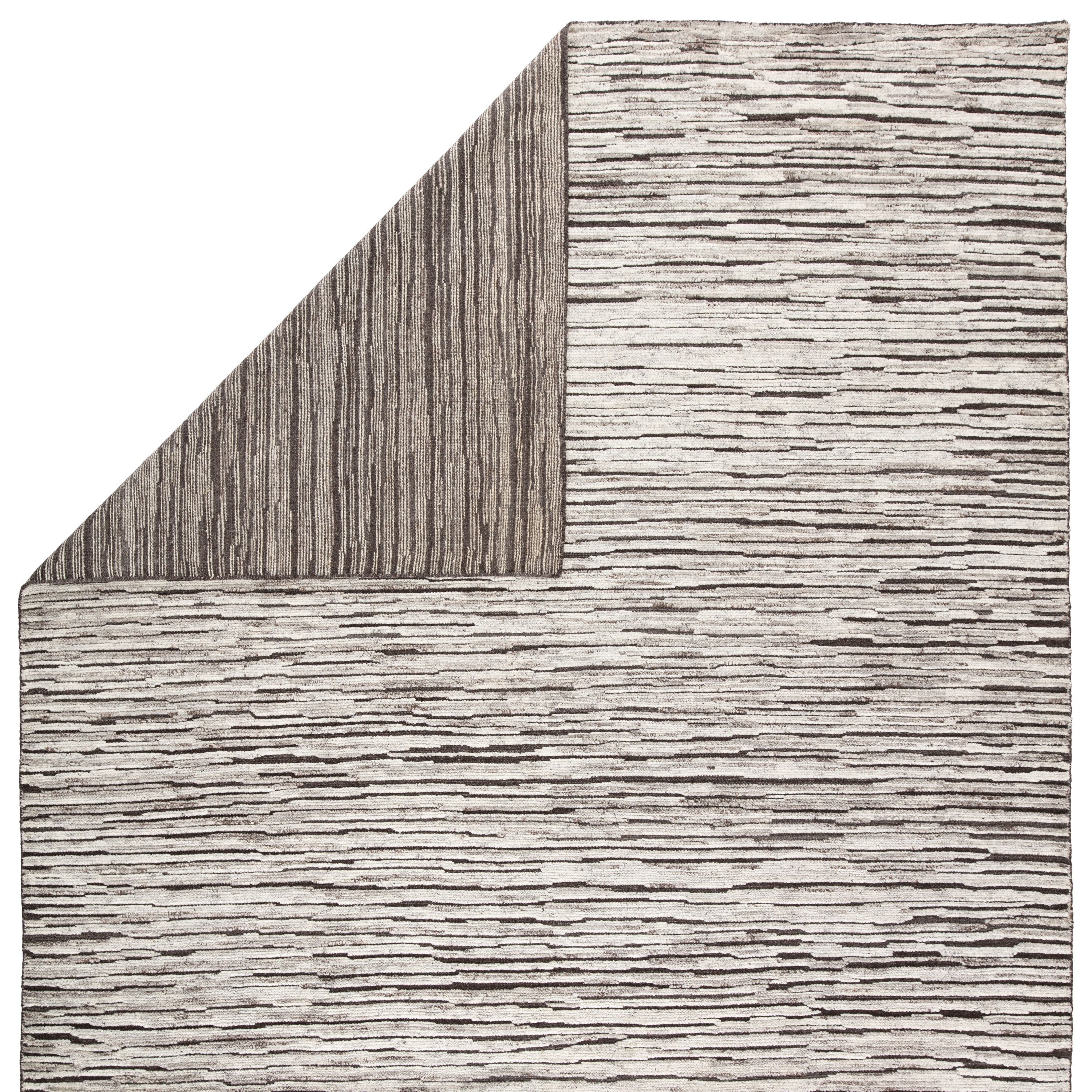 Ramsay REI13 Handknotted Stripes Dark Gray and Ivory Area Rug (8'x10') - Image 2