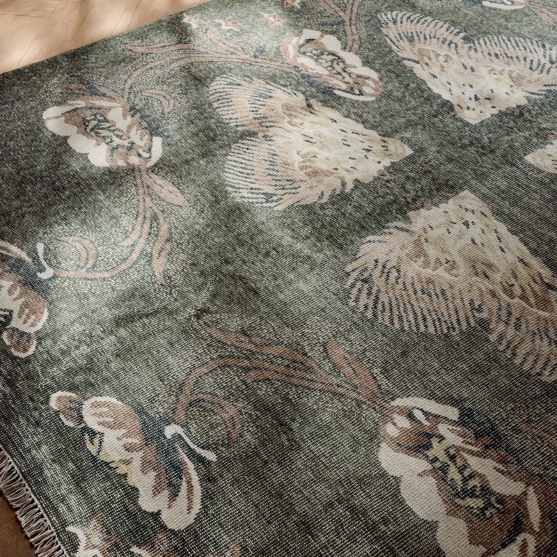 Ardito Hand-Knotted Green New Zealand Wool Area Rug 6'X9' - Image 4